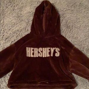 Cropped fuzzy Hershey’s hoodie